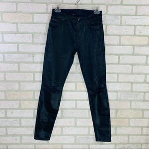 7 For All Mankind Navy Ankle Coated Skinny with Destroy Size 25